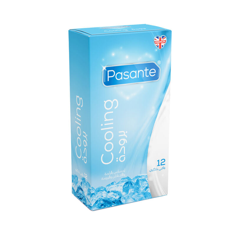 Pasante Cooling condoms packaging on a white background