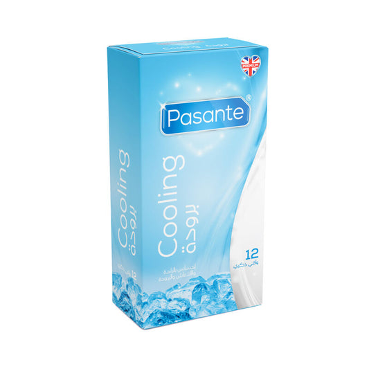 Pasante Cooling condoms packaging on a white background