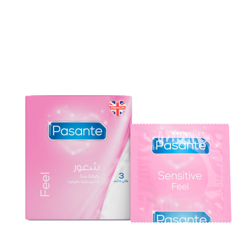 Pasante Sensitive Feel pink packaging on a white background