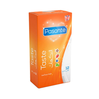 Pasante Taste condom packaging on a white background